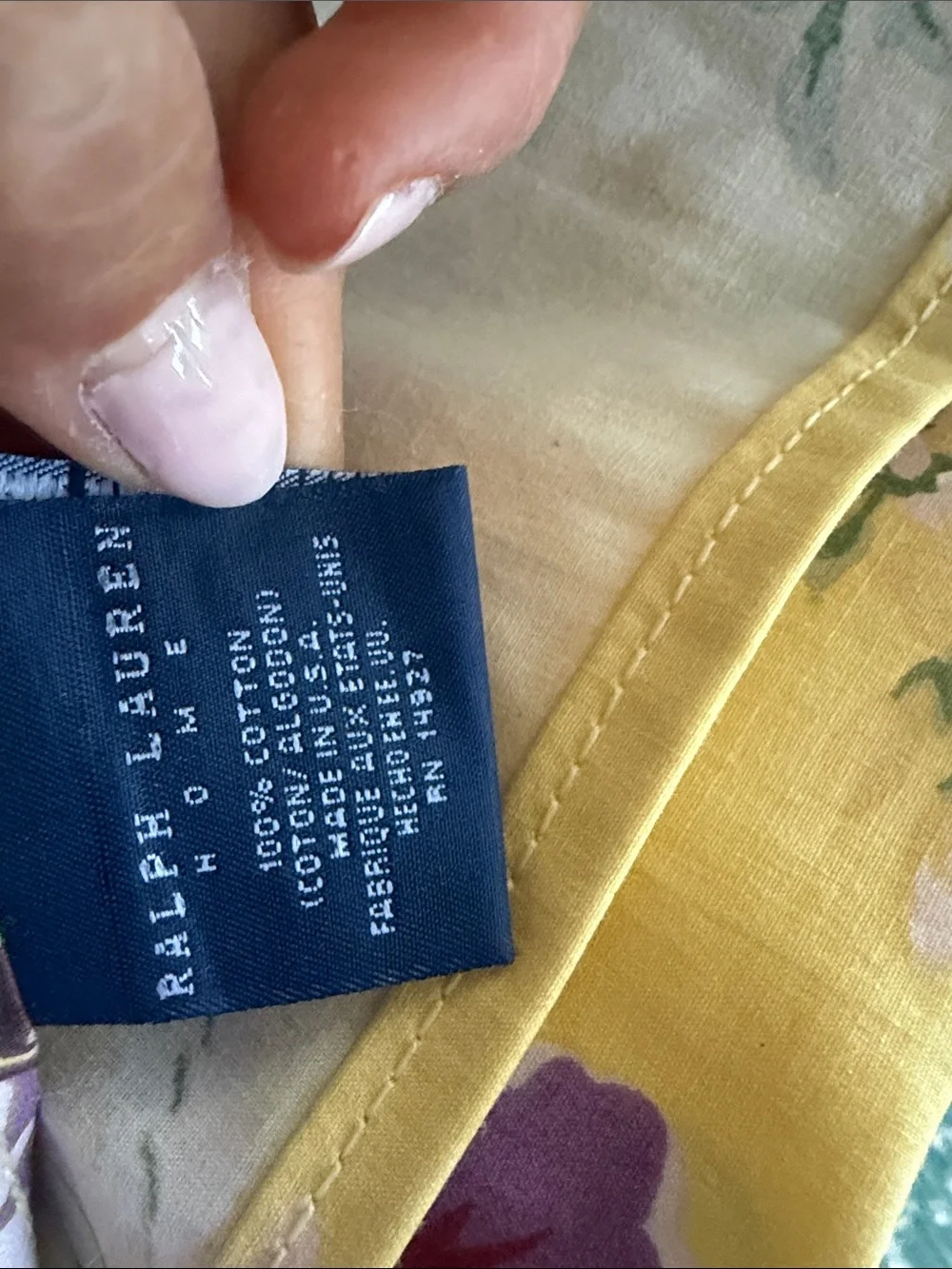 Ralph Lauren Yellow Floral Cotton Blouse with Navy Tag